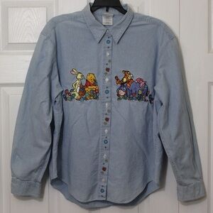 Vintage Disney Winnie The Pooh and Friends Denim button-up L/S shirt